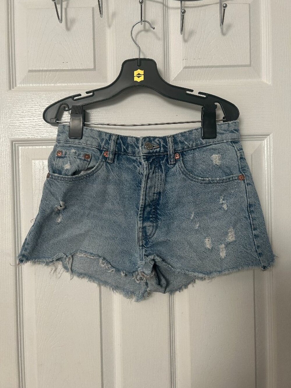 Zara Distressed High Rise Denim Shorts Women’s Size 4 Y2K Casual Summer Festival